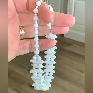 Vintage 1930s milk glass, art deco necklace stamped Japan